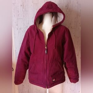 Berne Burgundy Hooded Jacket with Sherpa Lining Women's Size XL